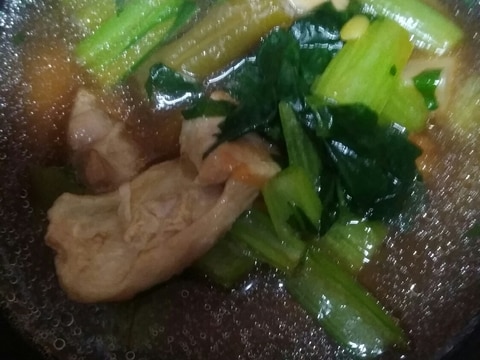 小松菜鶏のソバ付け汁